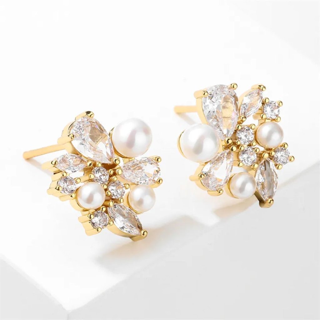 Geometry Of Grace Studs Stud Earrings With Pearls Gold Fashion Jewelry 38$